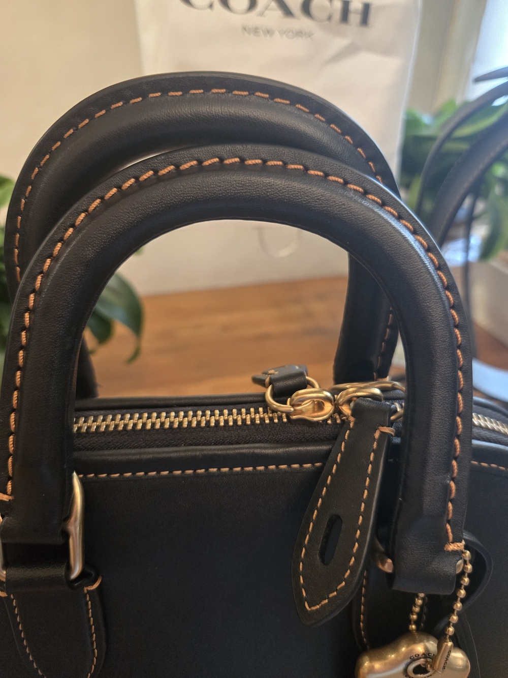 NWT COACH Black Glovetanned Leather 1941 Revel  24 Satchel + Dust Bag Pristine ✨ - Picture 4 of 13